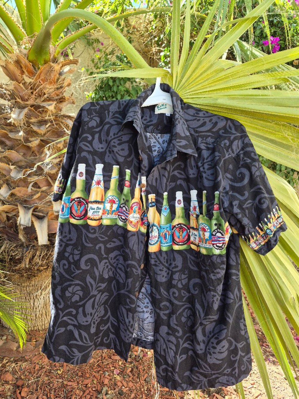 vintage men tiki hawaiian shirt xl